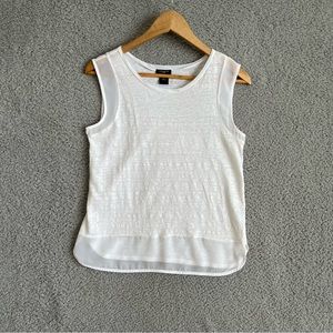 Ann Taylor Sleeveless Top with Sheet White Petite Medium